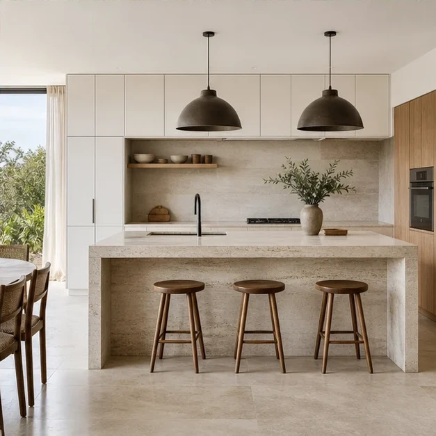 Concept image of kitchen interior details with natural materials